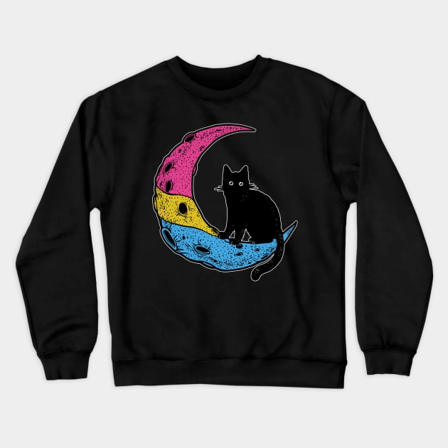 Pansexual Cat Moon Crewneck Sweatshirt by Psitta